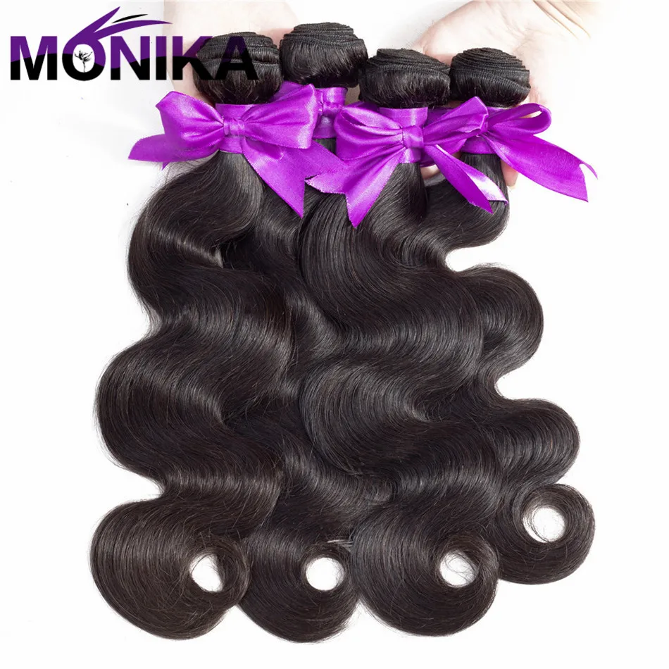 Monika волос товары Тело Волна перуанской плетение волос 4 Связки Пряди человеческих волос для наращивания натуральный синтетические волосы