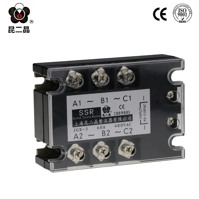 3 three phase Solid state relay AC to AC 60A 90 250VAC input SSR JGX 3