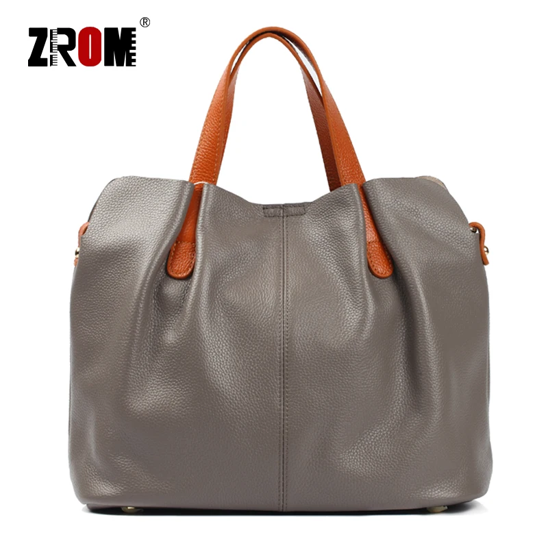 ZROM العلامة التجارية جلد طبيعي المرأة حقيبة يد جودة عالية أزياء السيدات حقيبة كتف سطح لون ساخن-مقبض حقيبة يد
