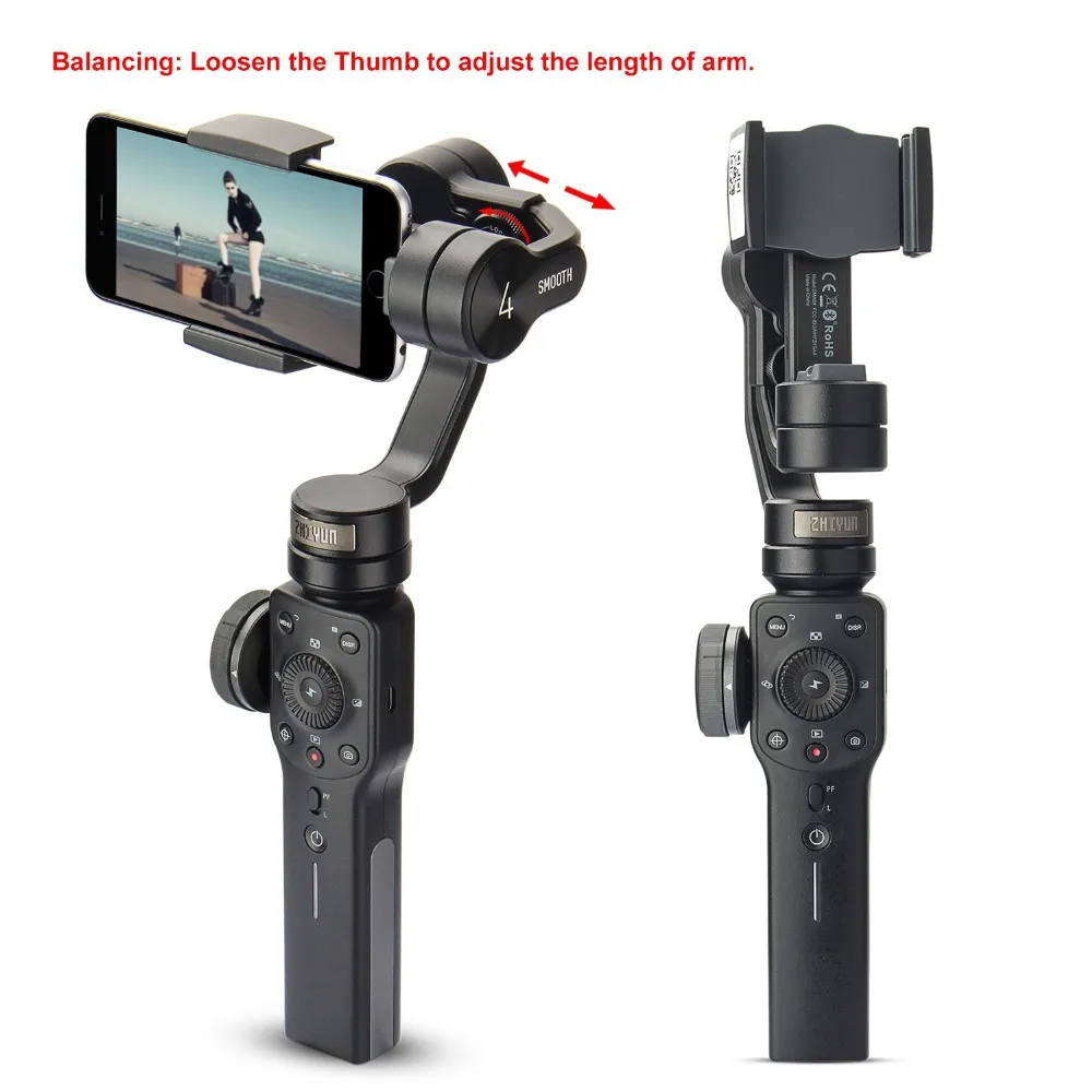 Ручной 3 осевой стабилизатор ZHIYUN Smooth 4 для смартфонов таких как iPhone x 8 7 Plus Samsung Gopro