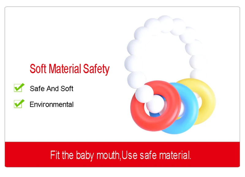 Colorful Baby Chewy Teething Toys Bell Ring Teether Toddlers Organic Infants Training Sensory Toothbrushes  (7)