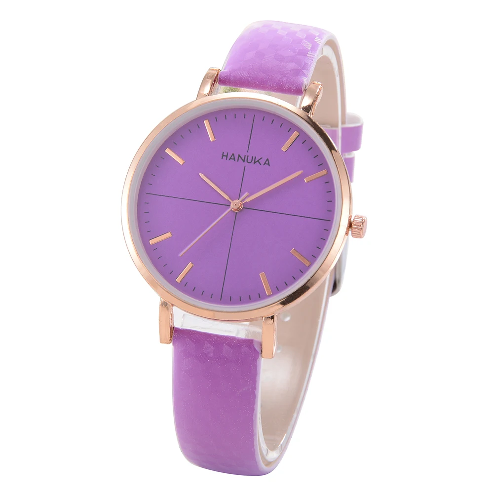 

Fashion Women Color Changing Big Dial Quartz Wrist Watch Faux Leather Band Gift XR2464