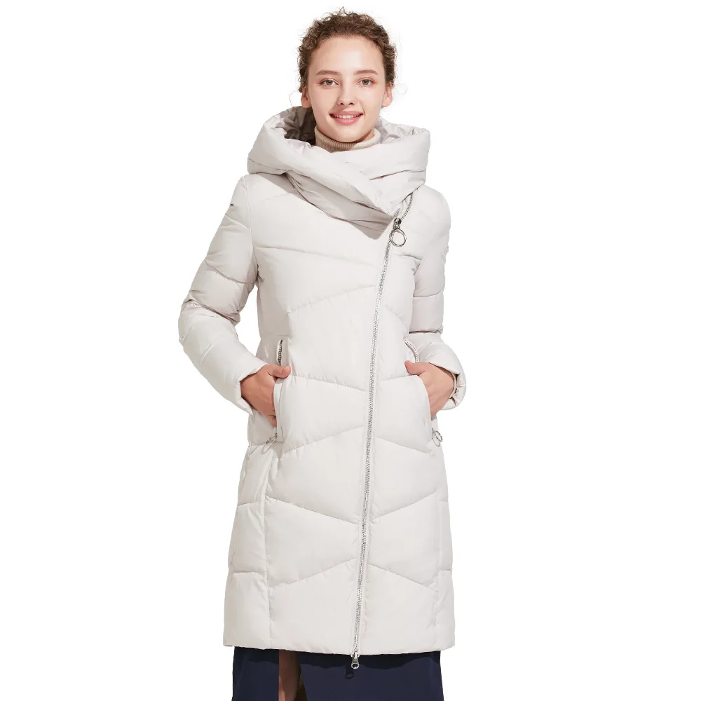 Icebear 2017 Модные зимние женщины с ветрозащитными рукавами Зимняя стильная куртка средней длины 17G6102D