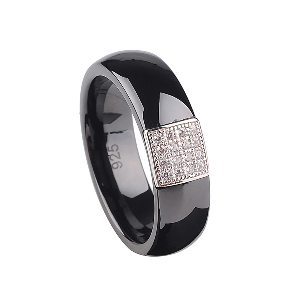 

6mm Fashion S925 Sterling Silver Dome Ring Polished with Embedded White Gold Electroplated