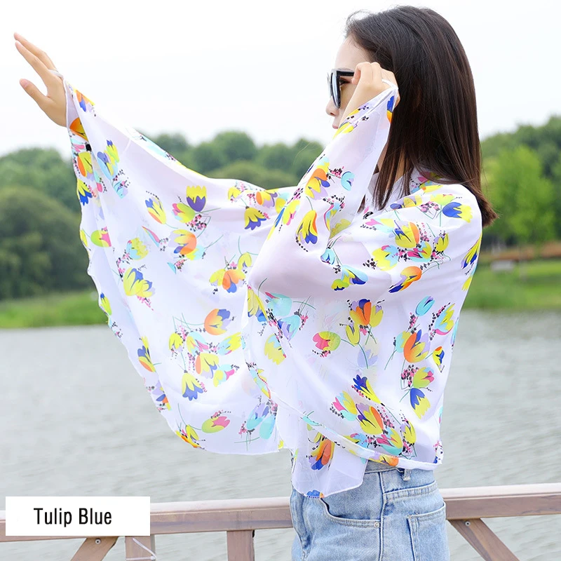 Womens Sun Protection Cloak Tulip Blue
