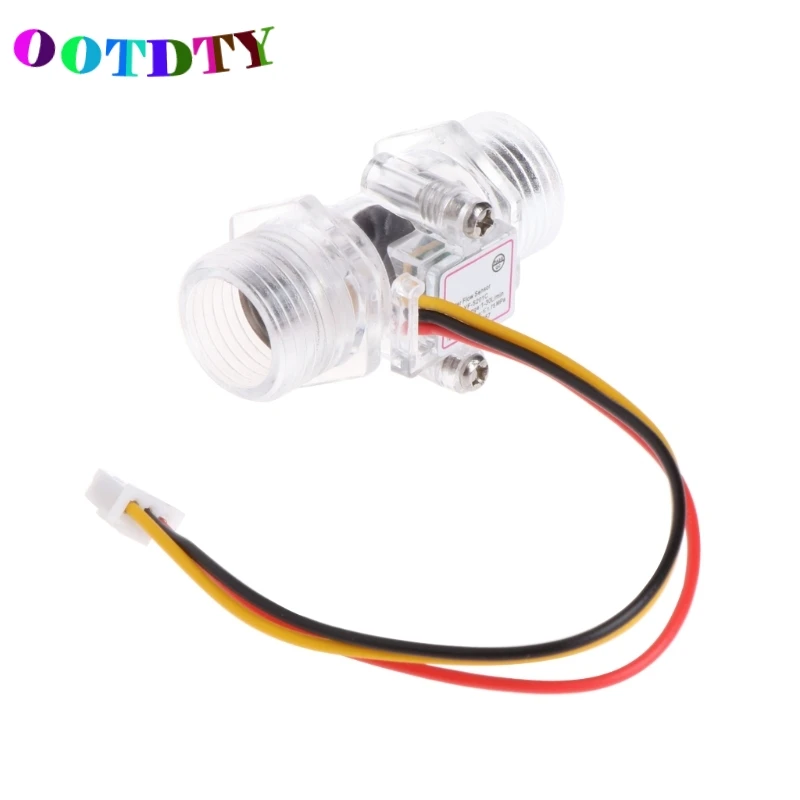 

OOTDTY Transparent Water Flow Sensor Switch G1/2" Hall Effect Meter Control DC 5-15V