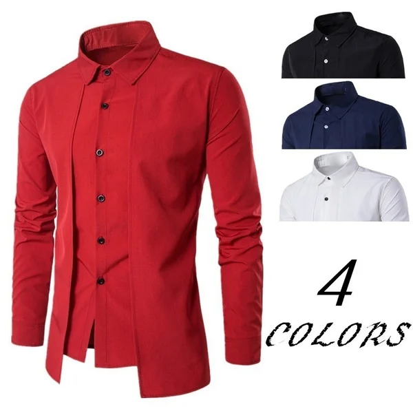 4 Color New Shirt Shirt Cardigan Slim Fit Shirt Long Sleeved A. Turn-down fashion menswear