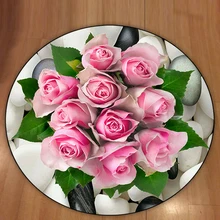 Еще Розовые розы зеленый лист белый инструмент для ухода за мтоциклом 3d узор принт Противоскользящий задний круглый ковры площадь ковер для гостиной ванной комнаты