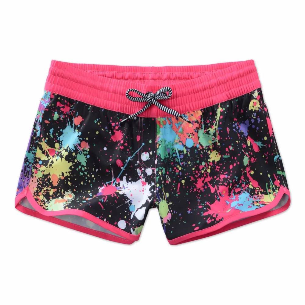 

GSOU SNOW Women Surf Beach Board Shorts Swimwear Bikini Female Colorful Printed Sports Shorts Swimming Diving Surfing Briefs