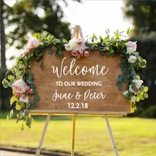 Индивидуальный вход Свадебный знак приветствия, добро пожаловать на нашу свадьбу деревенская свадьба, дерево декор, персонализированное имя жениха и невесты