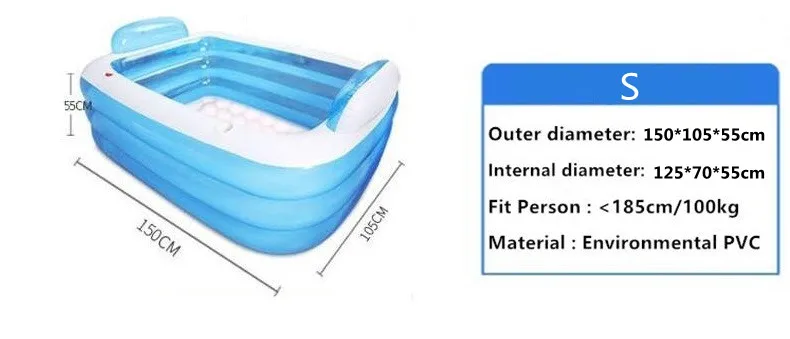 Большая надувная ванна, двойная портативная пластиковая Ванна для взрослых, гидромассажная Ванна, ПВХ надувная ванна, складная спа-Ванна