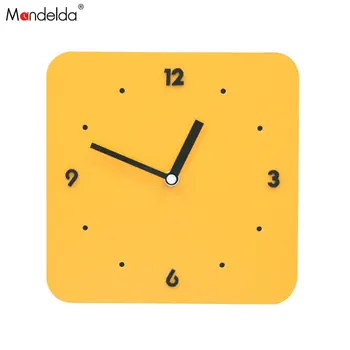 

Mandelda New Creative MDF Wooden Silent Quartz Living Room Decorative Watch Square Photo Frame Wall Clock 5mm