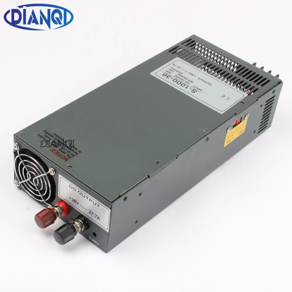 

power suply output 36v 28a 1000w ac to dc power supply 1000w 36v 28a input 110v or 220v select by switch high quality s-1000-36