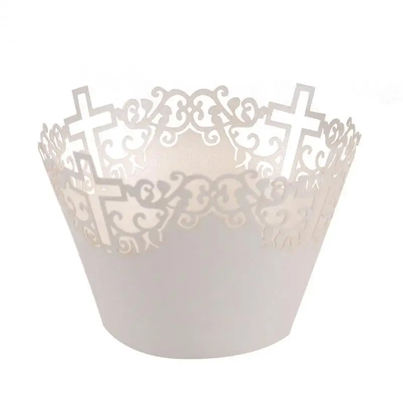 

50pcs Filigree Vine Cross Lace Out Paper Cake Cupcake Wrappers Muffin Cases Baking Cup Case Trays Wedding Party Decor