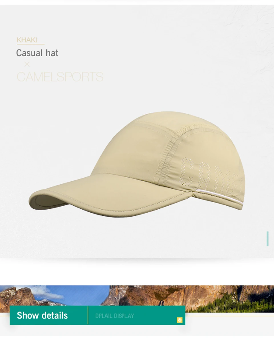 CAMEL Unisex Nylon Outdoor Visor Hat Quick Drying Ultralight Breathable Comfortable Adjustable Hiking Camping Fishing Cap