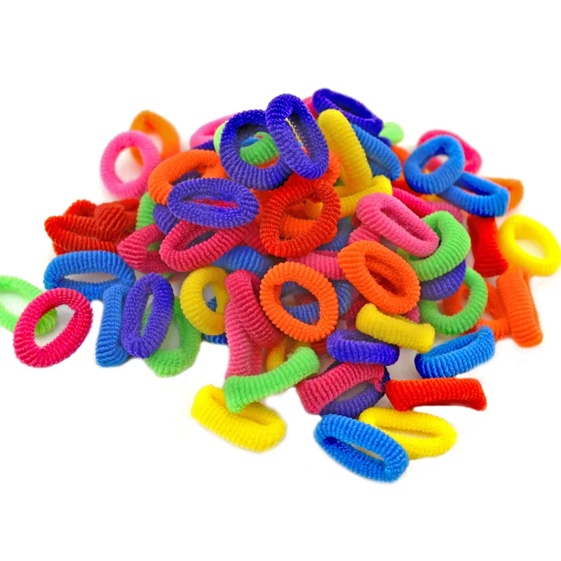 

100 Pcs/lot Colorful Child Kids Hair Holders Cute Rubber Hair Band Elastics Accessories Girl Charms Tie Gum