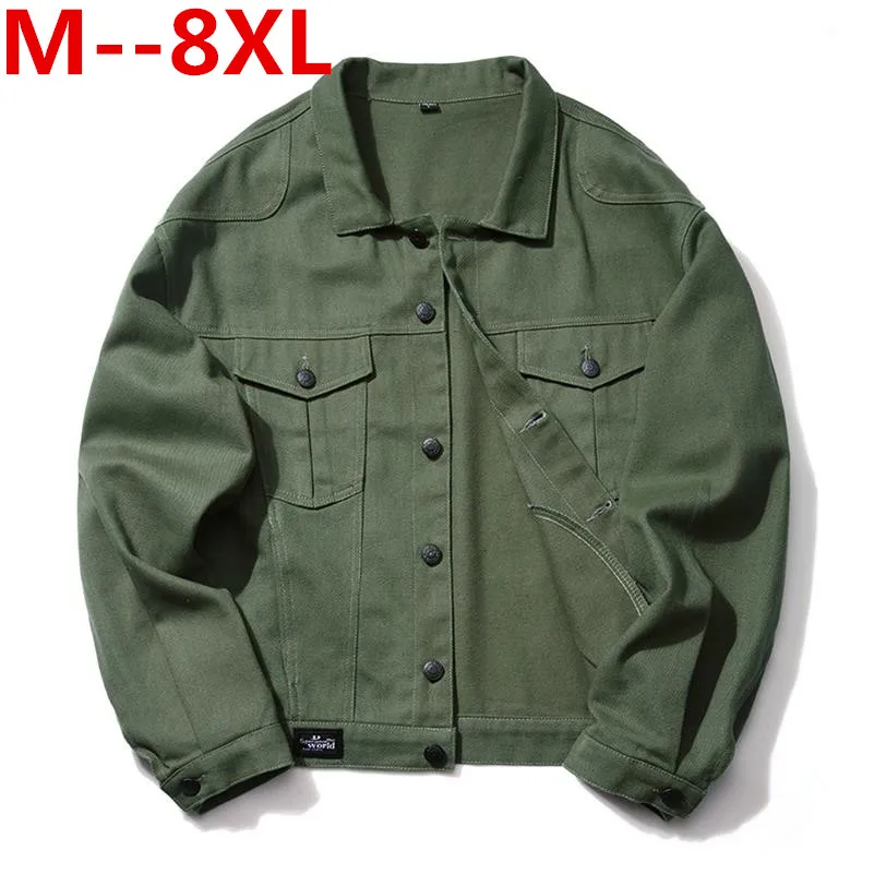 Мужская джинсовая куртка с отложным воротником размеры 10XL 8XL 7XL 6XL 5XL 4XL весна осень