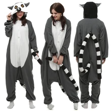 Пижама для взрослых Lemur Kigurumi Onesie Unsiex, Пижама kigurumi, теплая мягкая одежда для сна, домашняя одежда, вечерние костюмы на Хэллоуин