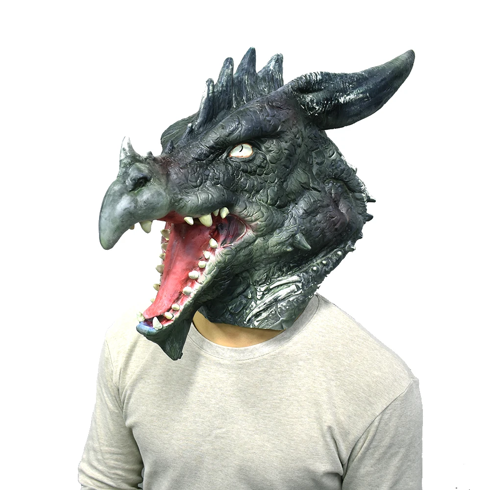 Реалистичная маска латексное животное, Голова монстра, для взрослых, полная голова, животное, нарядное платье для Хэллоуина, Рождества, маскарада
