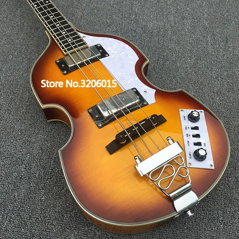 En Stock-Guitarra de Bajo Eléctrico para violín, parte superior del arce de la llama del abeto y la parte posterior, cuerpo Semi hueco Beatles bajo Guitarra, ¡envío gratis! En Stock-Guitarra de Bajo Eléctrico para violín, parte superior del arce de la llama del abeto y la parte posterior, cuerpo Semi hueco Beatles bajo Guitarra, ¡envío gratis!