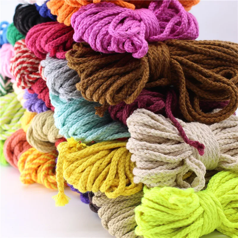 Wholesale 10 Meters 5mm Diy Accessories Twisted Round Cotton Cord Decoration Color Cotton Rope String font