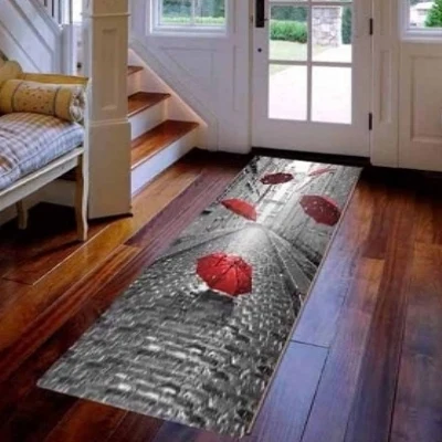 Else Vintage Gray Street Red Umbrella 3d Print Non Slip Microfiber