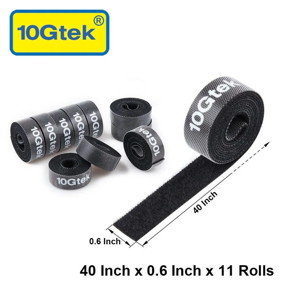 

11Pcs Black Reusable Cable Straps Hook and Loop Fastening Cable Ties Wire Organizer for Home, Office, Table, PC, TV
