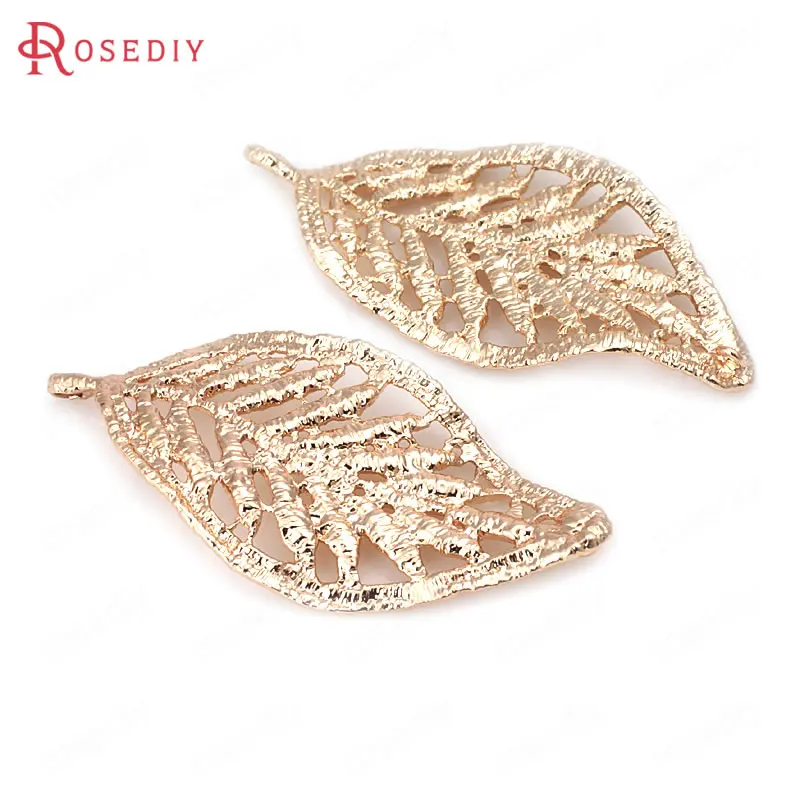 

4PCS 54x24.5MM 24K Champagne Gold Color Plated Brass Tree Leaf Leaves Charms Pendants High Quality Diy Jewelry Accessories
