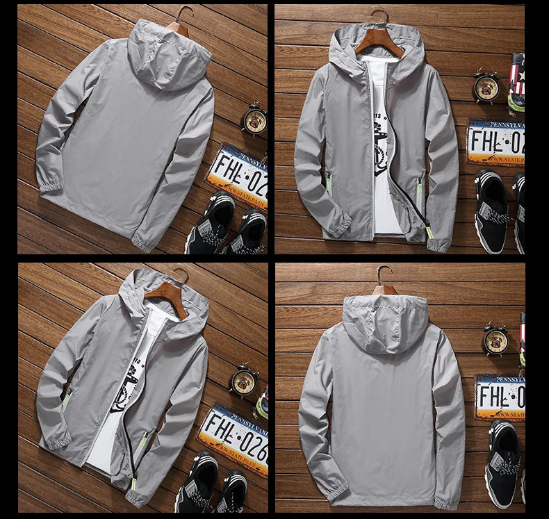 Ultra-Light Men's Summer Hooded Jacket Super-Thin Windbreaker Packable Skin Coat Sunscreen Waterproof Beach Casual Jackets