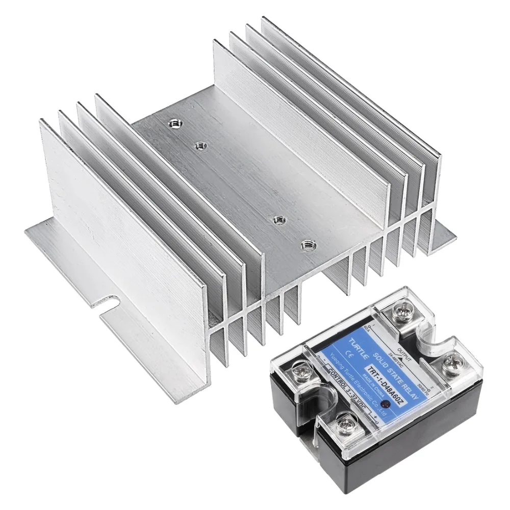 

UXCELL 1 PCS Relay TRT-1-D48A60Z+MW-W-100 DC 3-32V To AC 24-480V 60A Single Phase Solid State Relays Supplies Module DC To AC
