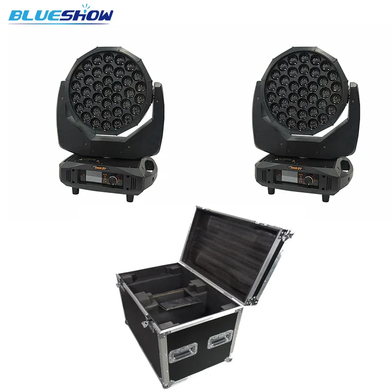 

No tax custom by air 2pcs/flightcase, LED wash Zoom led Moving Head Light RGBW 37x15w 4in1 Beam High Power Stage Lighting