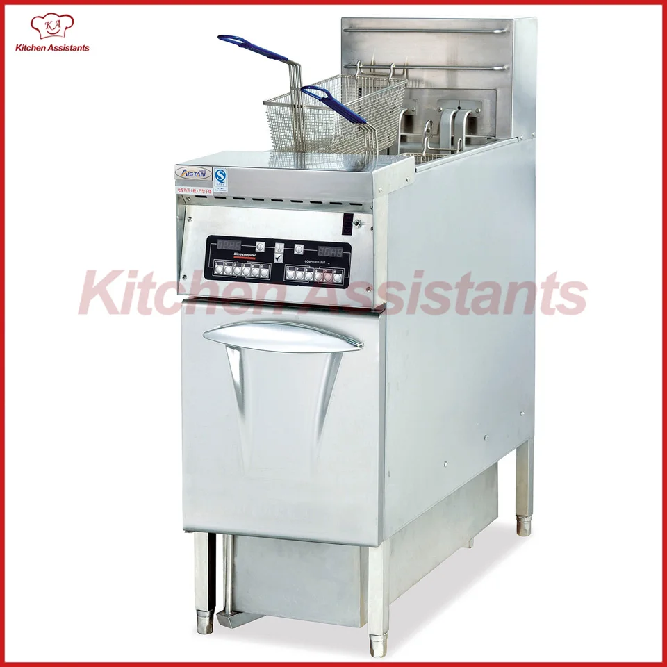 

DF33A Luxury Electric Computer Fryer with 1 Tank 2 Baskets with Oil Filter Cart
