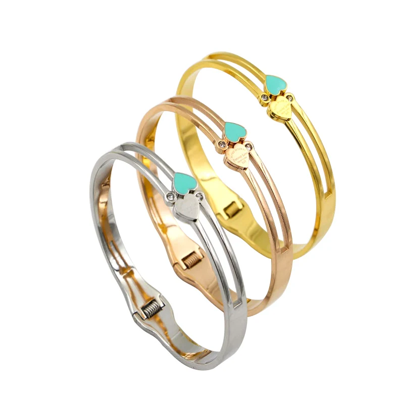 Korean version of forever love double heart blue plastic heart bracelet