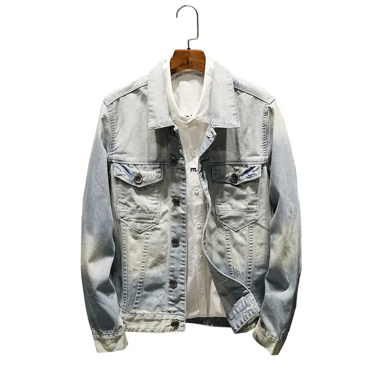 

Free shipping 2018 men's casual fashion denim jacket with high quality and comfortable Male jeans jacket men overcoat