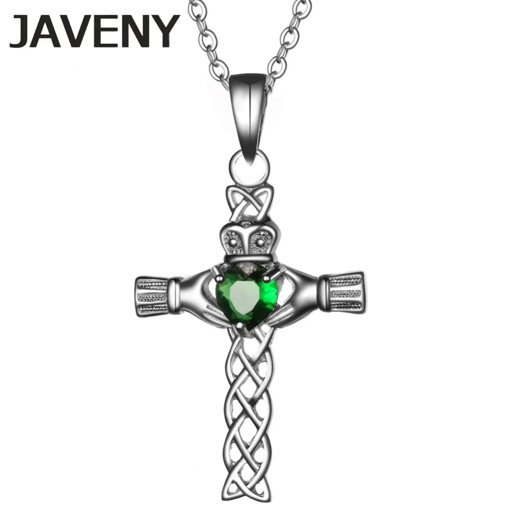 

925 Sterling Silver Jewelry CZ Irish Keltic Knot Claddagh Cross Womens Wedding Bridal Pendant Necklaces 10pcs Lot Wholesale