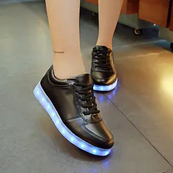 7 цветов Детская светящаяся обувь кроссовки Высокое качество Европейский светящийся USB зарядка светодиодный Спортивная обувь Размер 27-44