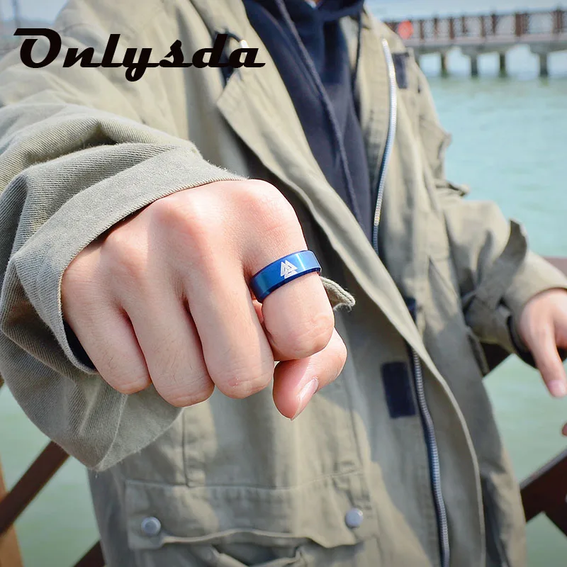 

Onlysda 316L Stainless steel nose viking scandinavian Odin 's Symbol Valknut for men Wedding Ring Cool fashion Jewelry OSR114