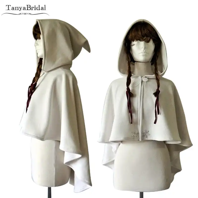 Hooded Winter Wedding Cape Cloak Shawl Poncho Wrap Medieval
