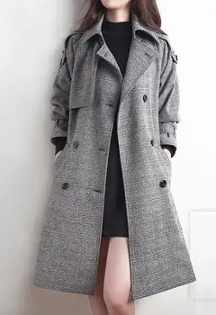 

Office Lady Loose Womens Long Coats 2019 Winter Covered Button Wool Blend Coat and Jacket Turn-down Collar Ladies Coats