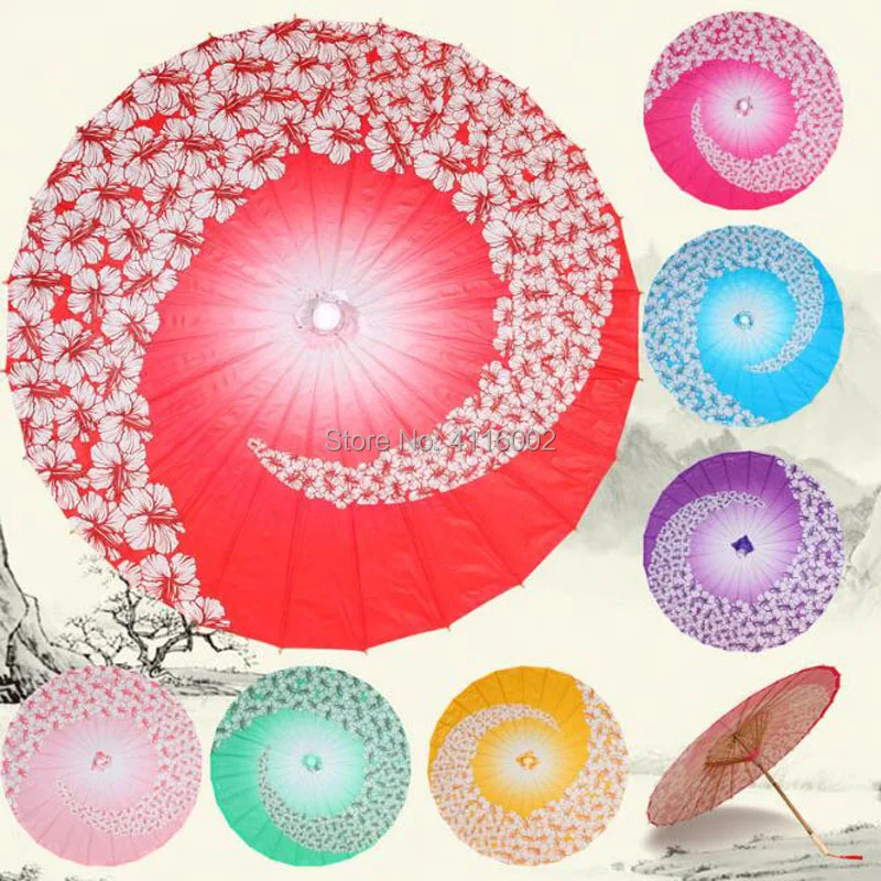

50pcs/lot 84cm Diameter Colorful Cherry Bloom Dance Performance Flower Umbrella Chinese Paper Handmade Parasol Gift