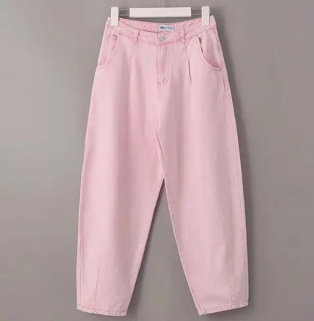 Goedkoop 2019 Trendy Vrouwen Losse Vriendje Wit Roze Jeans High Street Chic Oversize Denim Broek Roze Jeans Broek