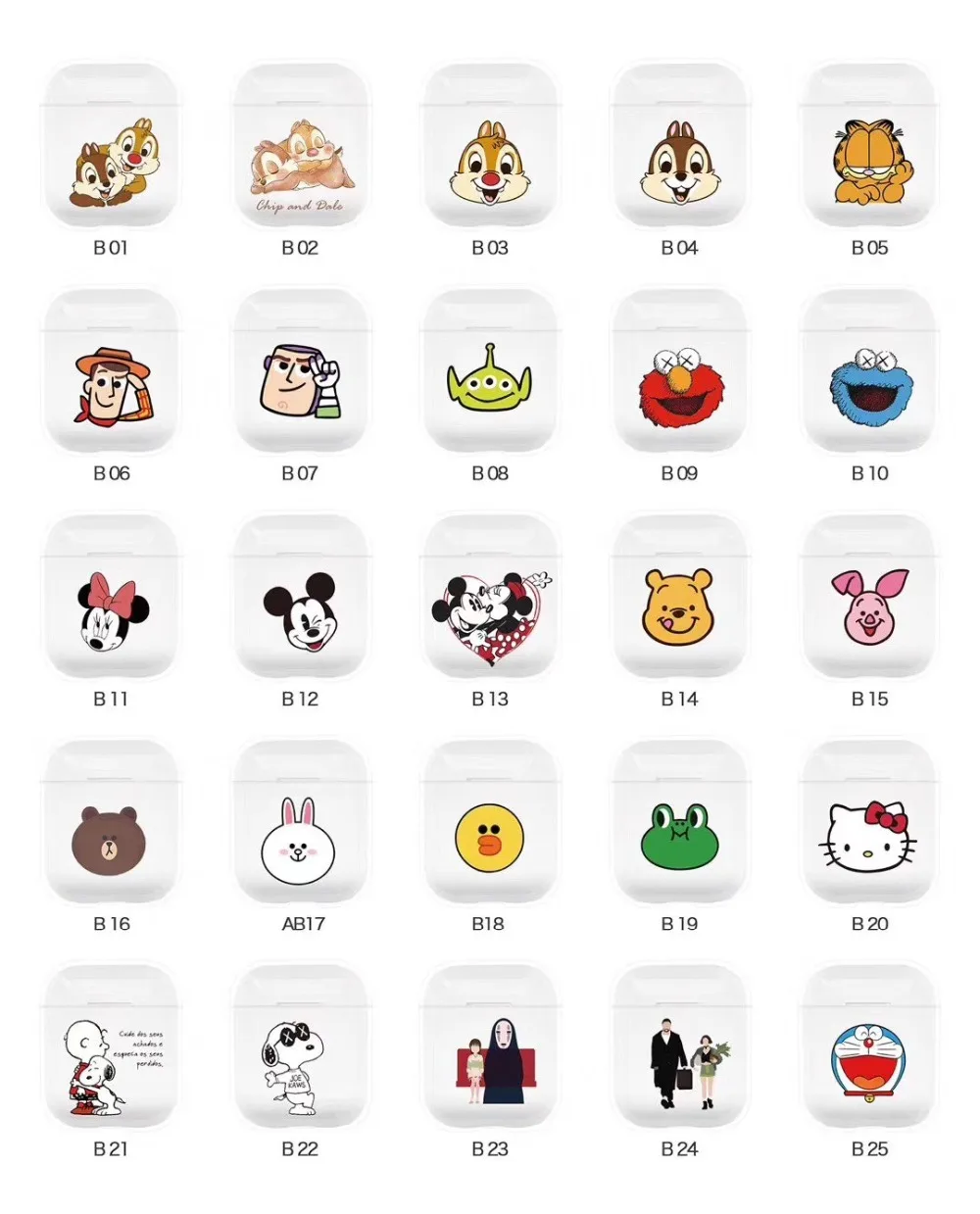 CDG kaws Mickey Minnie Transparent Hard Case for AirPods Wireless Earphone Charging Box Cover Bag for Apple AirPods Protective