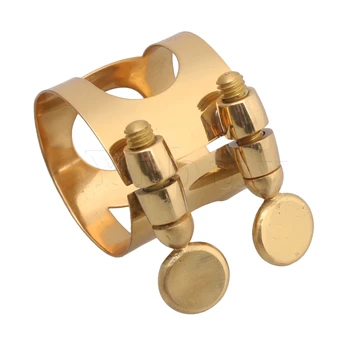 

Yibuy Gold Metal Soprano Saxophone Ligature With Double Screws Adjust