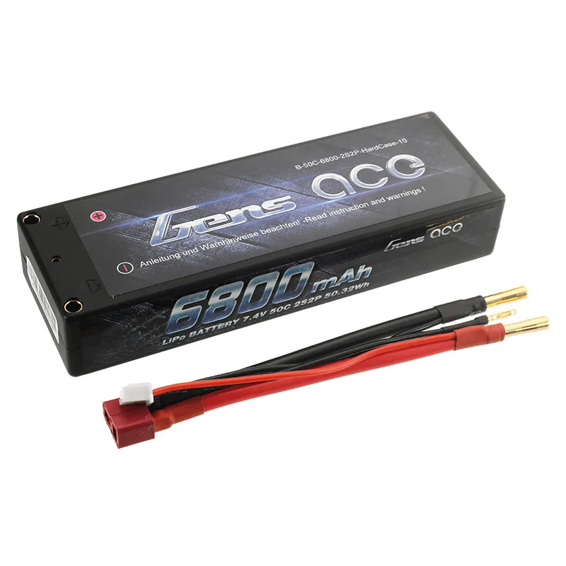 Gens Ace 7,4 V 6800mah 50C 2S перезаряжаемая Lipo батарея T вилка для 1/8 1/10 RC автомобиля