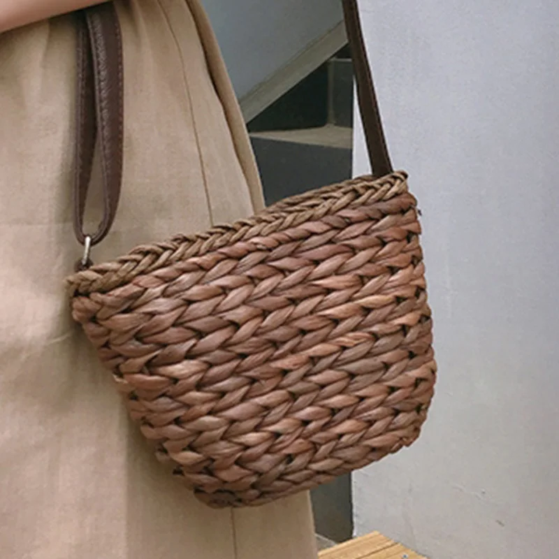 Women Handbag INS Popular Female Straw Bags Ladies Travel Handmade Weave Shoulder Bag Casual Mini Knitted Crossbody SS3180 (9)