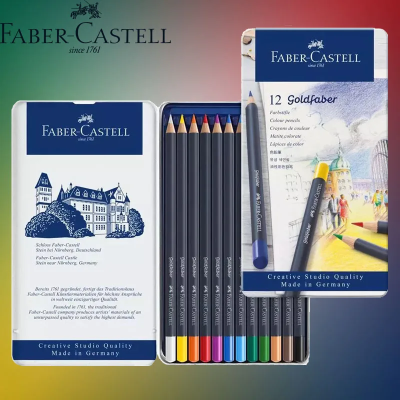 Оригинальный Faber Castell Goldfaber цветные гексагональные карандаши олова 12 Набор