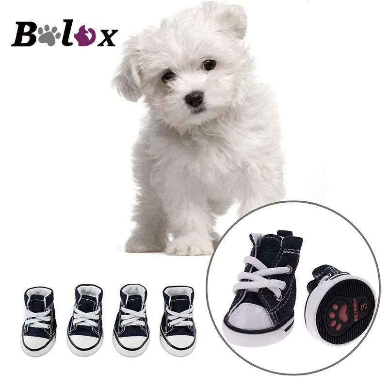 

4pcs/set Denim Pet Dog Shoes Anti-slip Waterproof Sporty Sneakers Booties Breathable Booties For Small Cats Dogs Puppy Dog Shoes