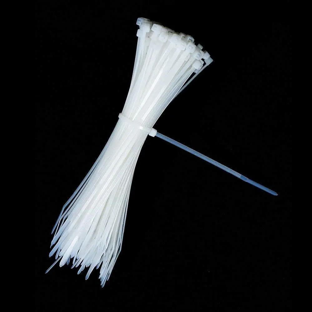 ZHEJIN 100 шт. 60/80/100/120/150/200 мм Белый Черный молочный кабель провода Zip Ties