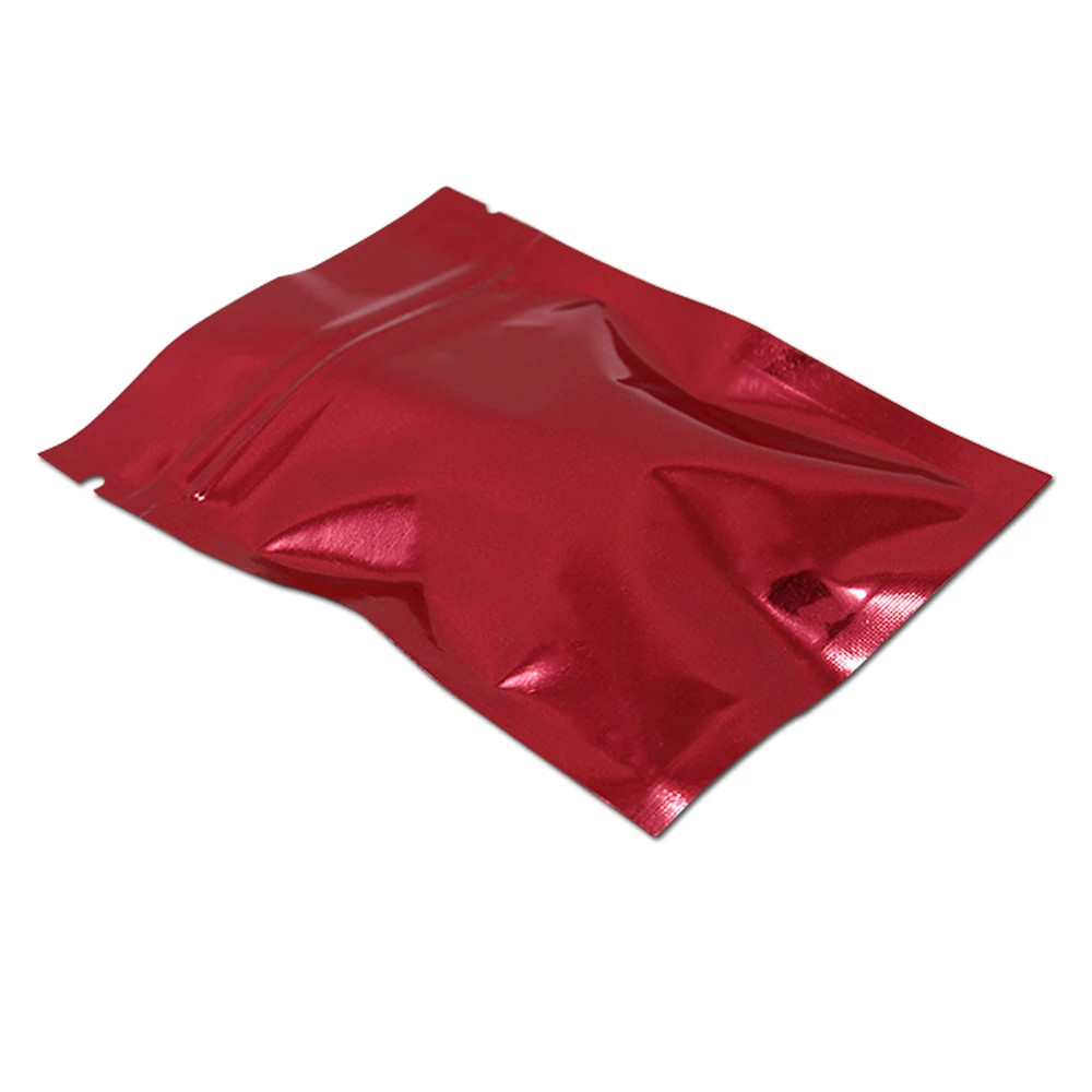

100Pcs/ Lot 6x8cm Red Mylar Foil Bags Reusable Package Zipper Bags Coffee Beans Dry Fruits Tea Storage Bags for Christmas Party