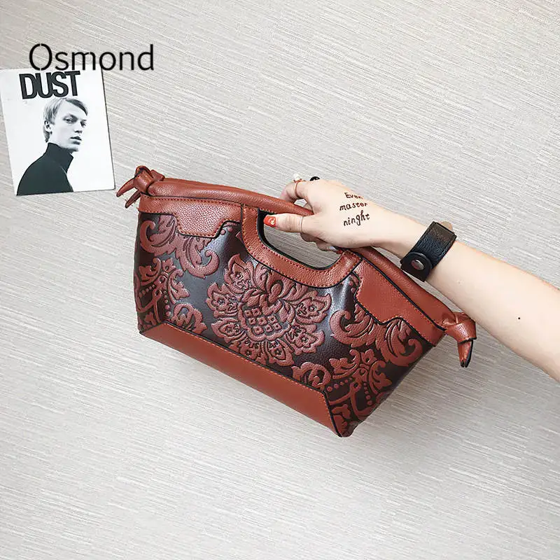 

Osmond Women Luxury Handbags Retro Floral Pattern Embossed PU leather Bag Personality Temperament Shoulder Bag Tote Bag Bolsa
